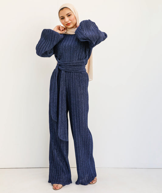 Navy Plissée set (Pants)