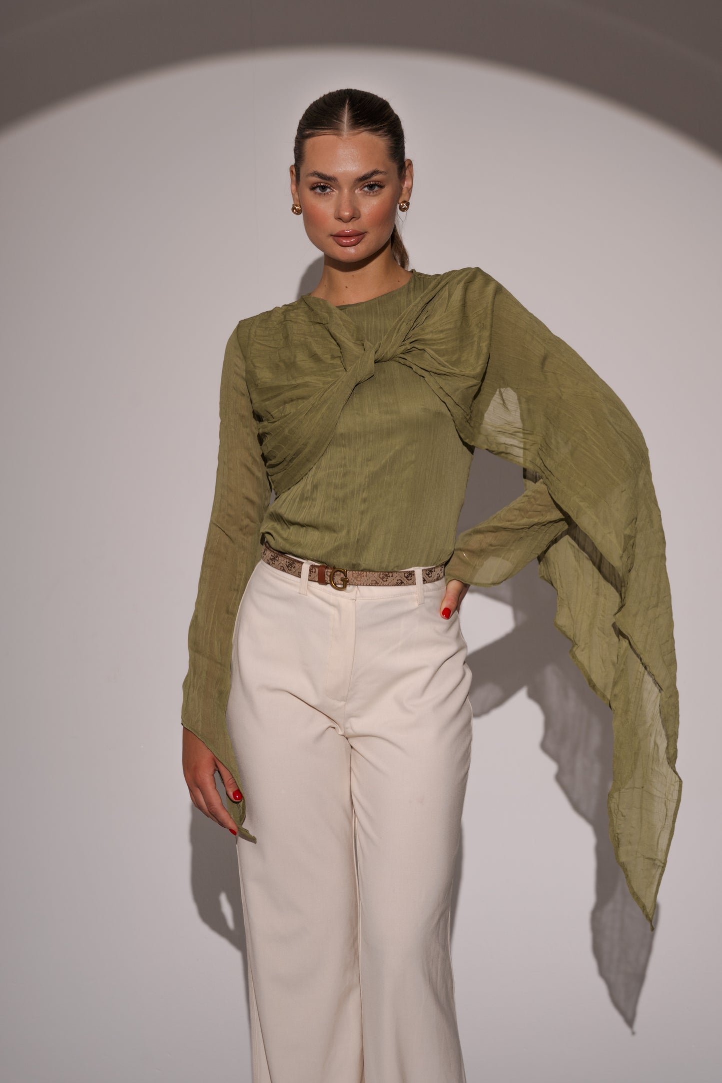 Crushed Top in Olive Green