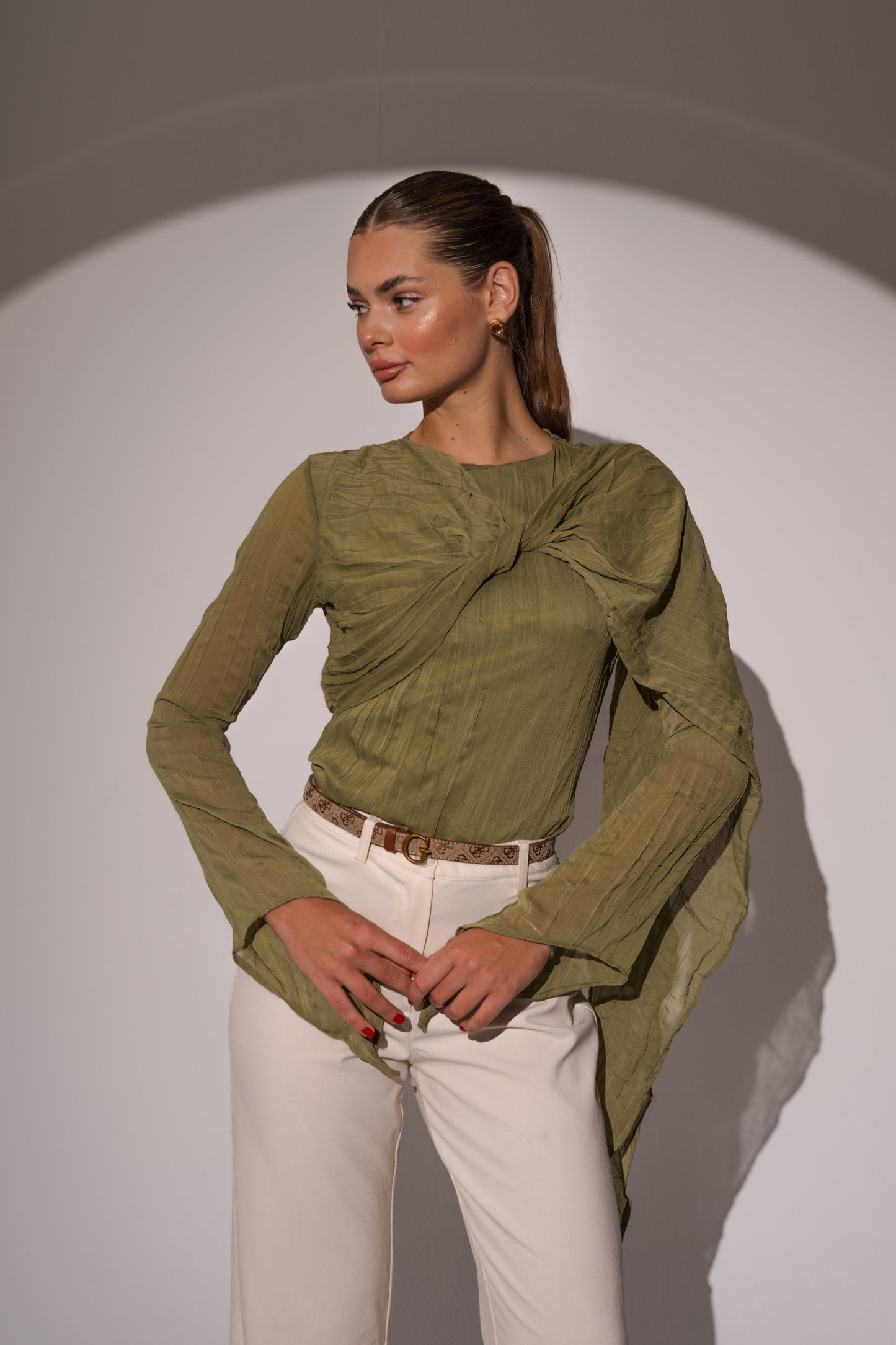 Crushed Top in Olive Green
