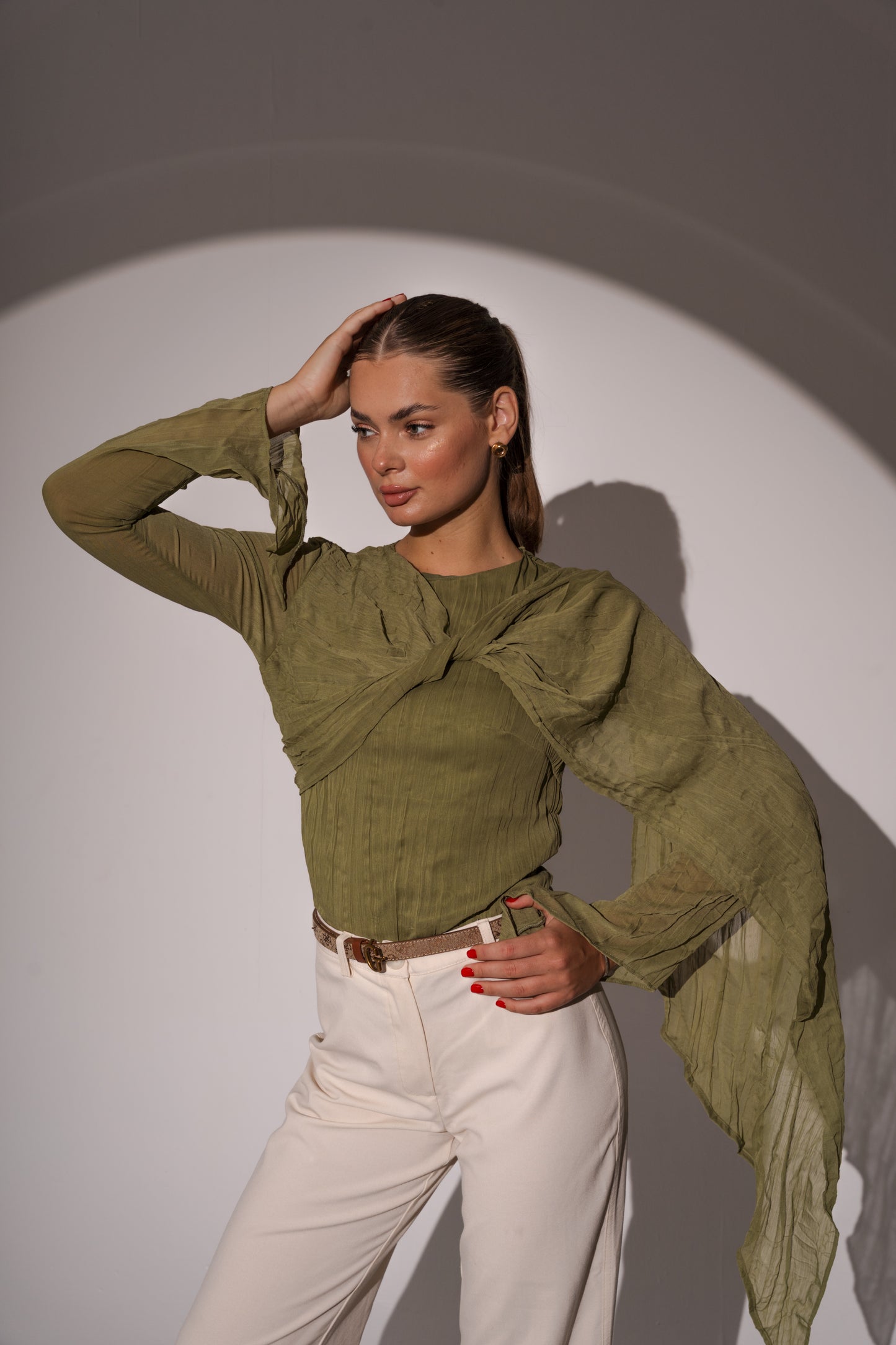 Crushed Top in Olive Green