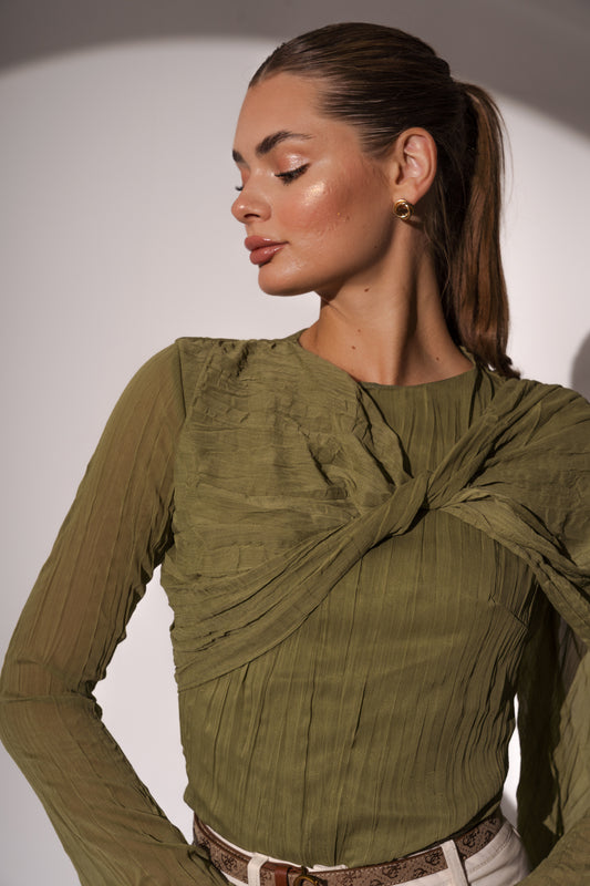 Crushed Top in Olive Green