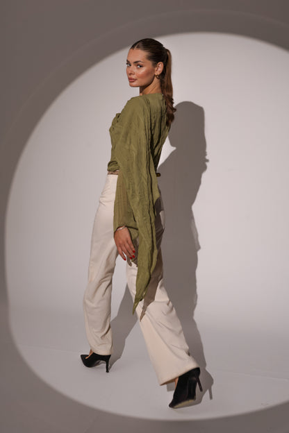 Crushed Top in Olive Green