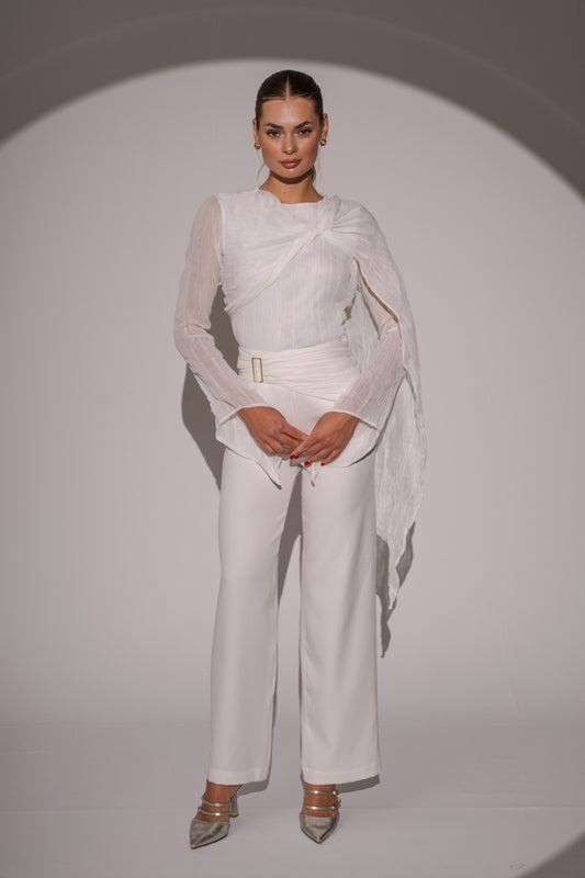 Belted Pants in White