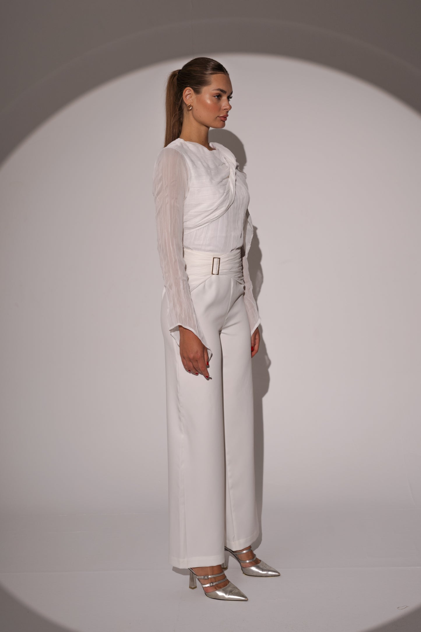 Belted Pants in White